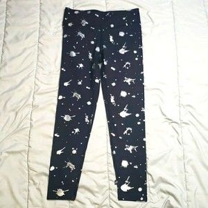 Terez Black Paint Splatter High Waisted Foil Printed Leggings
